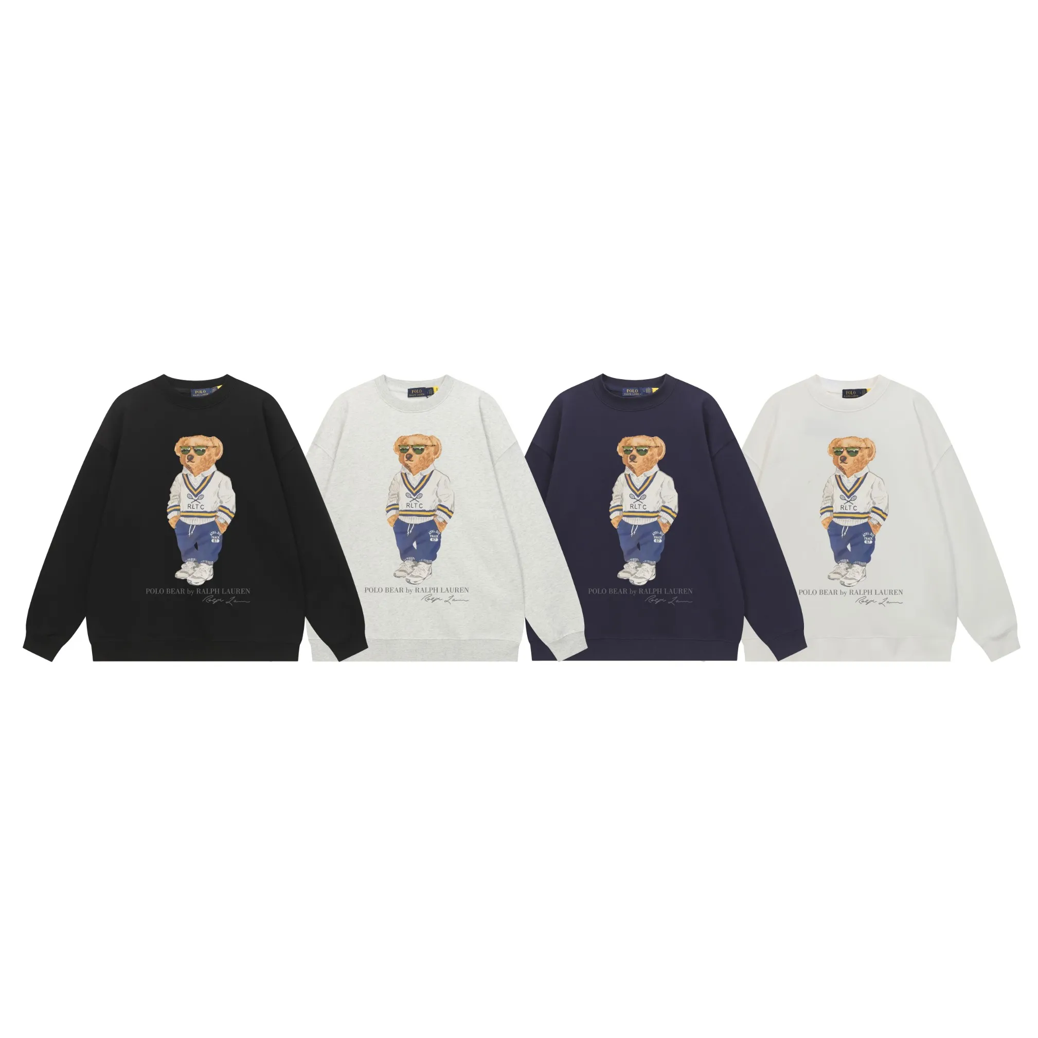 P200 Long-term stock] RalphLauren/Ralph Lauren 2025 autumn and winter new bear letter print 420g heavy large terry sweatshirt Ralph Lauren's age-reducing item, the coat fabric is made of 85% cotton ➕15% polyester, which not only retains the softness, comfort and breathability of cotton, but also adds the wear resistance and wrinkle resistance of polyester fiber, making the clothes more durable and easy to care for. Even in slightly cooler weather, you won't feel stuffy when wearing it. This kind of fabric has a natural crisp feel and is not easy to pill or deform. The bear on the chest is printed with English letters. It is full of color, full of three-dimensionality, and lifelike, adding a bit of liveliness and interest to the whole sweatshirt. There is no pressure to dress, regardless of age or gender. Complete accessories! Color: black, white, navy blue, light floral gray Size: M-L-XL-XXL